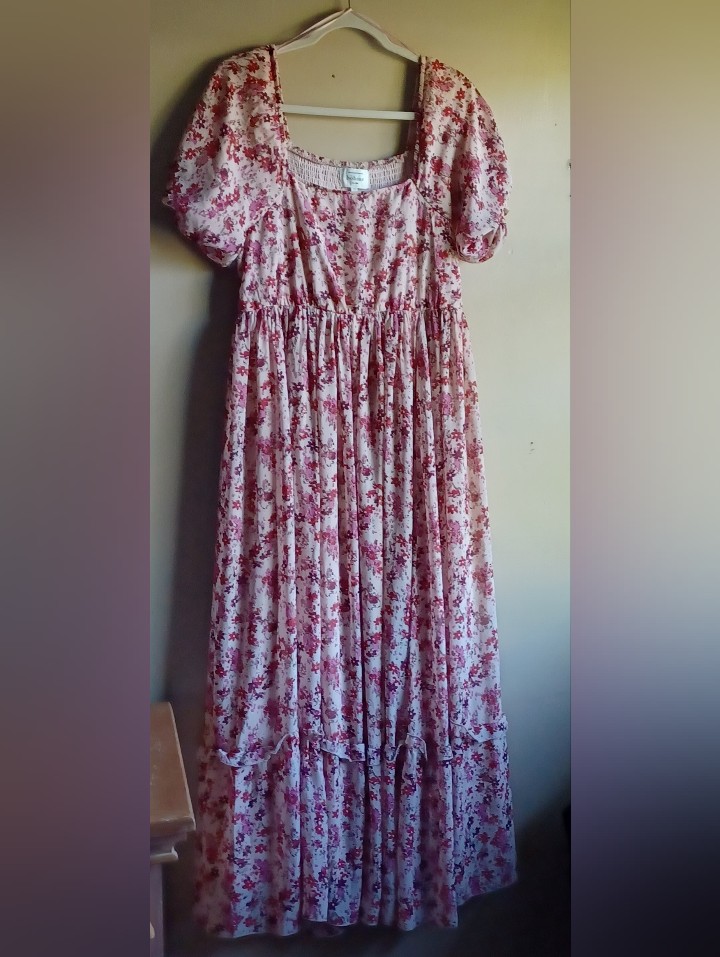 Bohme Floral Maxi Dress Short Sleeves M